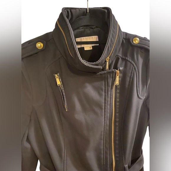 Michael Kors 
Black Jacket/Gold Details
Military Style 
Asymmetrical Zip
Size S - Picture 5 of 14